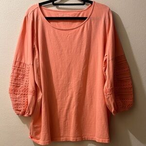 Talbots Coral Eyelet-Sleeve Top size 1X
